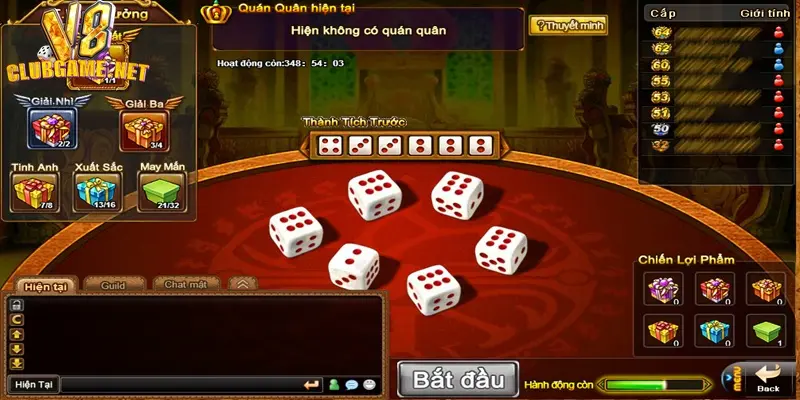Giao diện trò chơi lắc xí ngầu trực quan và hấp dẫn tại V8Club