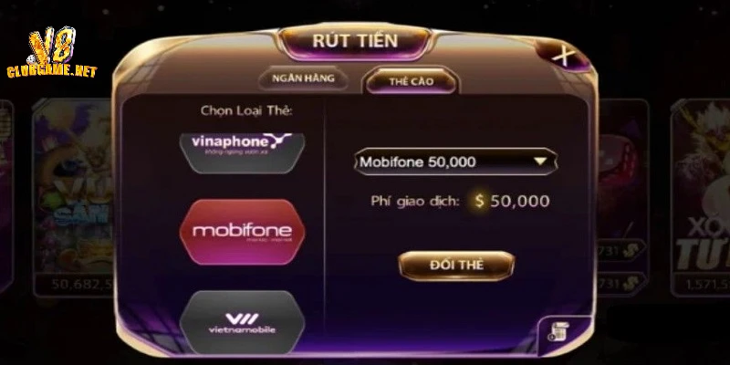 Thao tác thực hiện rút tiền V8CLUB chính xác